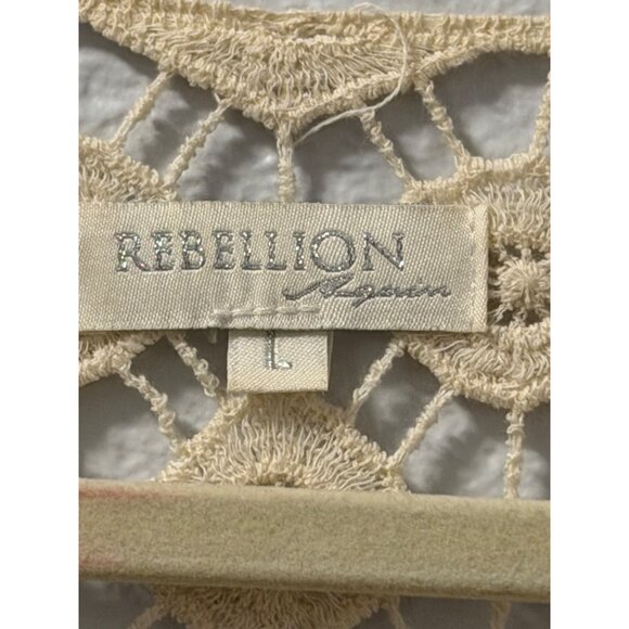 Rebellion Boho Crochet Lace Kimono Cardigan With Fringe  Size L - Picture 4 of 12